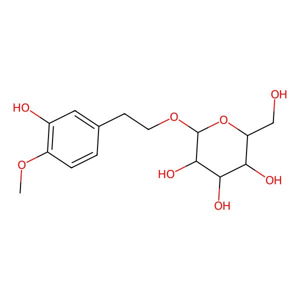2D Structure of (2R,3R,4S,5S,6R)-2-[2-(3-hydroxy-4-methoxyphenyl)ethoxy]-6-(hydroxymethyl)oxane-3,4,5-triol