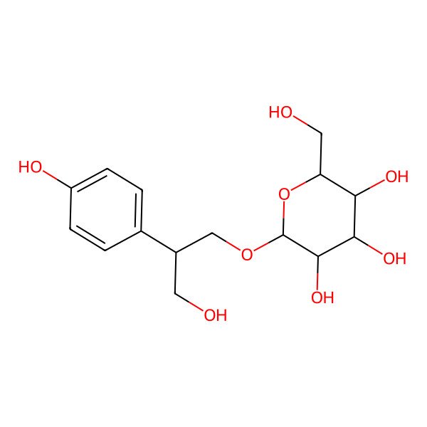 2D Structure of (2R,3R,4S,5S,6R)-2-[(2R)-3-hydroxy-2-(4-hydroxyphenyl)propoxy]-6-(hydroxymethyl)oxane-3,4,5-triol