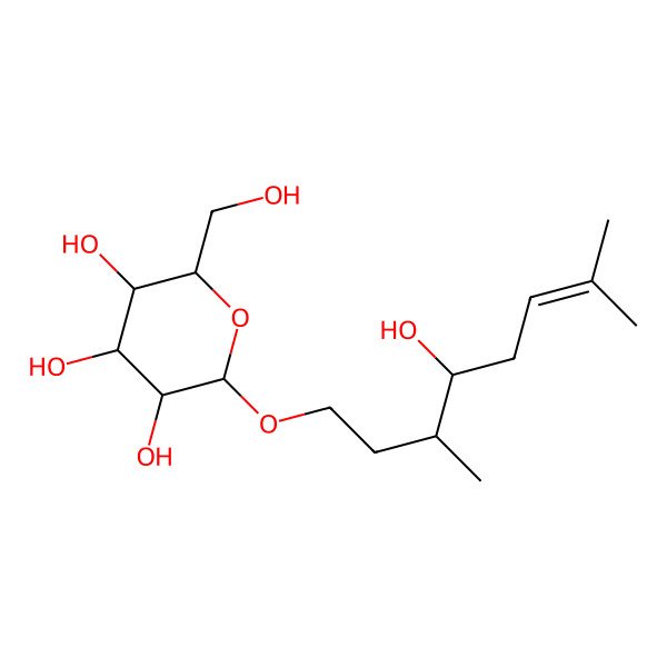 2D Structure of (2R,3R,4S,5S,6R)-2-[(3R,4S)-4-hydroxy-3,7-dimethyloct-6-enoxy]-6-(hydroxymethyl)oxane-3,4,5-triol