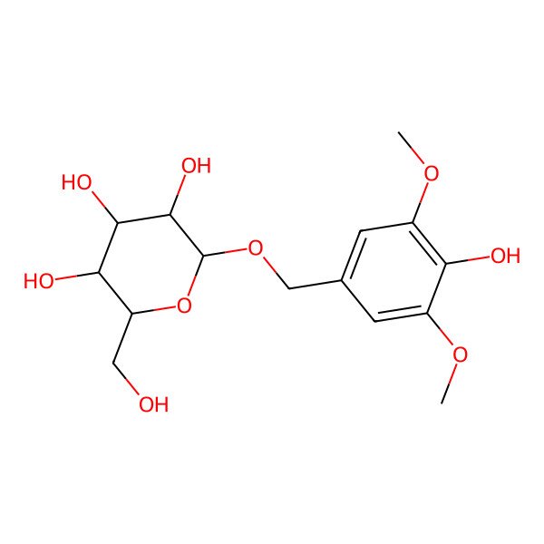 2D Structure of (2R,3R,4S,5S,6R)-2-[(4-hydroxy-3,5-dimethoxyphenyl)methoxy]-6-(hydroxymethyl)oxane-3,4,5-triol