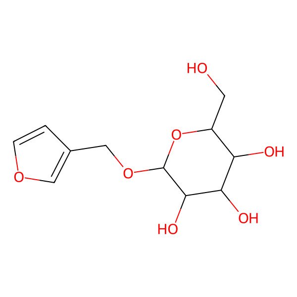 2D Structure of (2R,3R,4S,5S,6R)-2-(furan-3-ylmethoxy)-6-(hydroxymethyl)oxane-3,4,5-triol 2D Structure of (2R,3R,4S,5S,6R)-2-(furan-3-ylmethoxy)-6-(hydroxymethyl)oxane-3,4,5-triol
