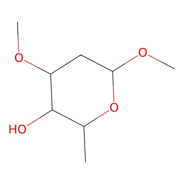 2D Structure of (2R,3R,4S,6R)-4,6-dimethoxy-2-methyloxan-3-ol