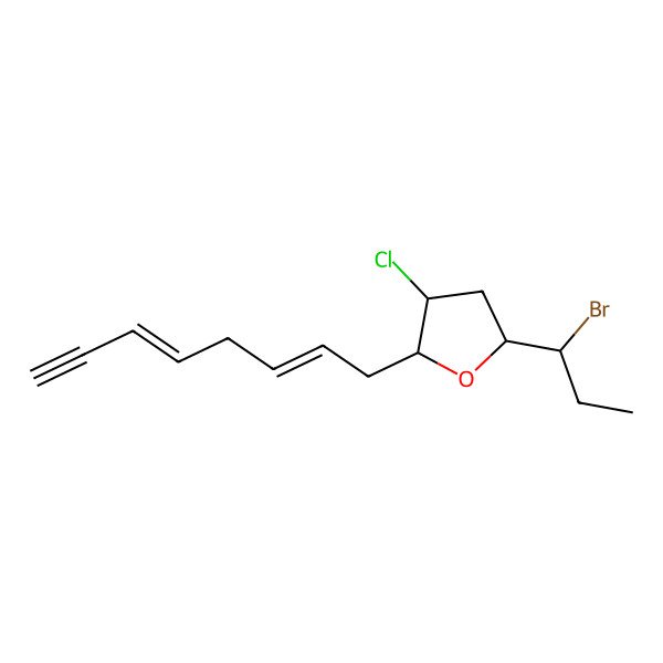 2D Structure of (2R,3R,5R)-5-[(1S)-1-bromopropyl]-3-chloro-2-[(2Z,5E)-octa-2,5-dien-7-ynyl]oxolane