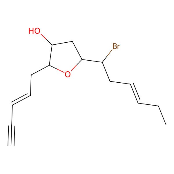 2D Structure of (2R,3R,5R)-5-[(E,1R)-1-bromohex-3-enyl]-2-[(Z)-pent-2-en-4-ynyl]oxolan-3-ol