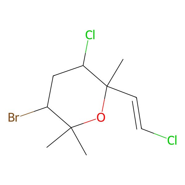 2D Structure of (2R,3R,5S)-5-bromo-3-chloro-2-[(E)-2-chloroethenyl]-2,6,6-trimethyloxane