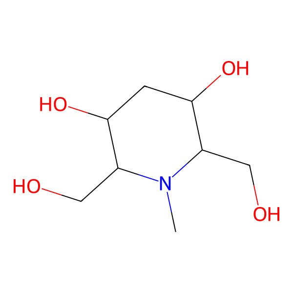 2D Structure of (2R,3R,5S,6R)-2,6-bis(hydroxymethyl)-1-methylpiperidine-3,5-diol 2D Structure of (2R,3R,5S,6R)-2,6-bis(hydroxymethyl)-1-methylpiperidine-3,5-diol