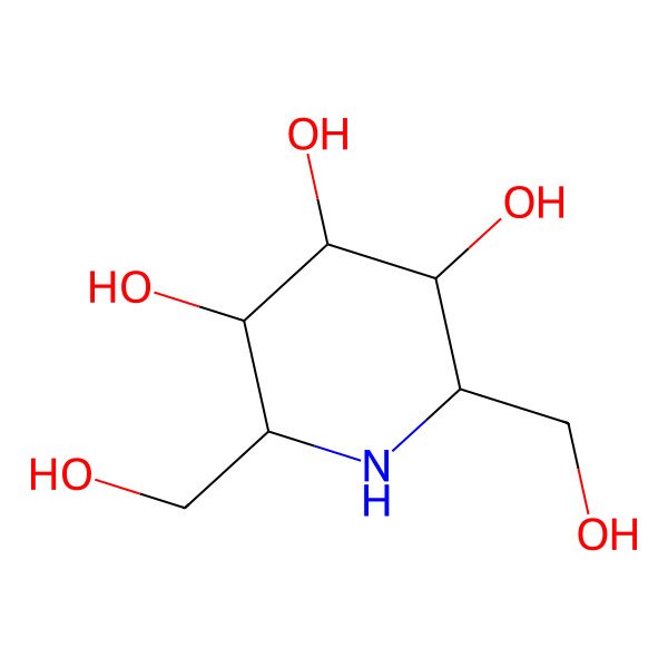 2D Structure of (2R,3R,5S,6S)-2,6-bis(hydroxymethyl)piperidine-3,4,5-triol