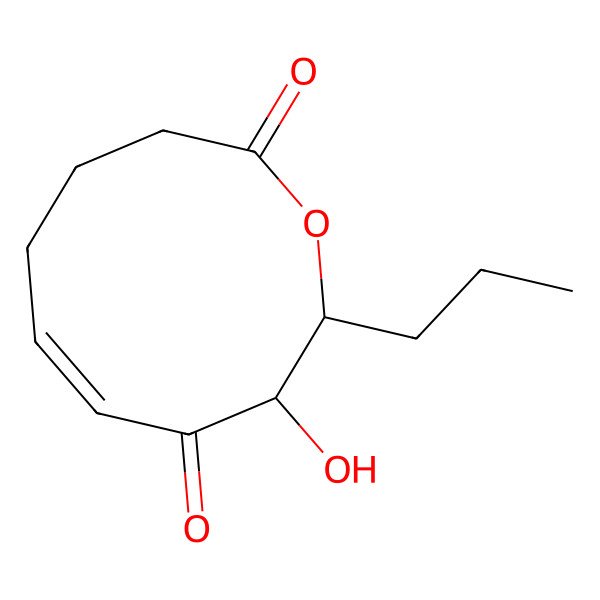 2D Structure of (2R,3R,5Z)-3-hydroxy-2-propyl-3,7,8,9-tetrahydro-2H-oxecine-4,10-dione