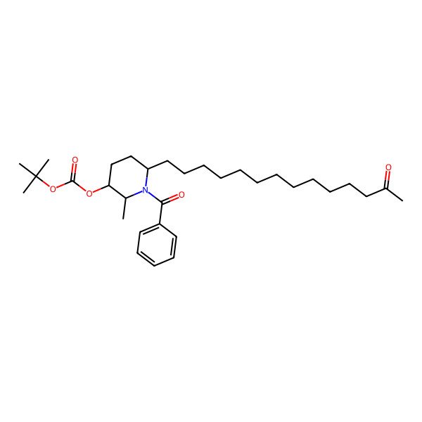 2D Structure of [(2R,3R,6S)-1-benzoyl-2-methyl-6-(13-oxotetradecyl)piperidin-3-yl] tert-butyl carbonate