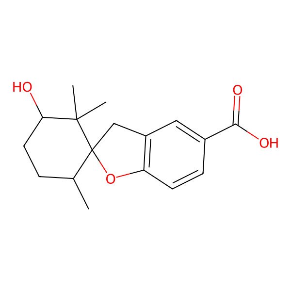 2D Structure of (2R,3'R,6'S)-3'-hydroxy-2',2',6'-trimethylspiro[3H-1-benzofuran-2,1'-cyclohexane]-5-carboxylic acid