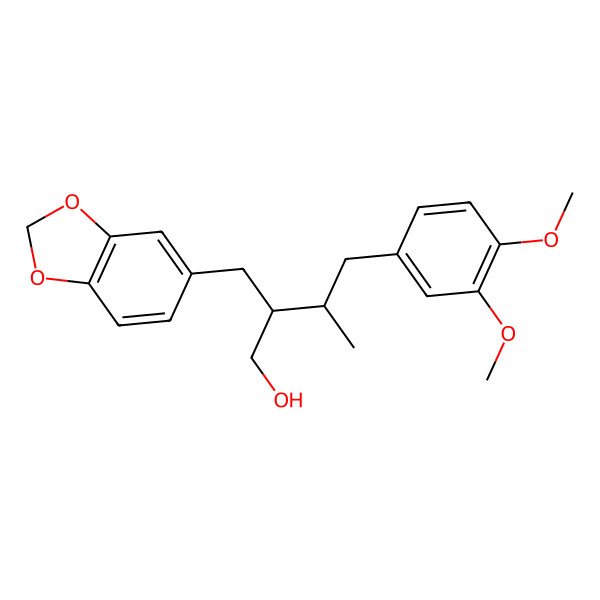 2D Structure of (2R,3S)-2-(1,3-benzodioxol-5-ylmethyl)-4-(3,4-dimethoxyphenyl)-3-methylbutan-1-ol