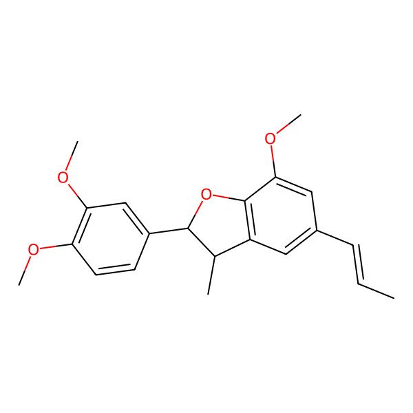 2D Structure of (2R,3S)-2-(3,4-dimethoxyphenyl)-7-methoxy-3-methyl-5-[(E)-prop-1-enyl]-2,3-dihydro-1-benzofuran