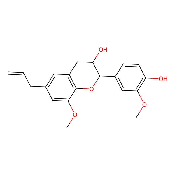 2D Structure of (2R,3S)-2-(4-hydroxy-3-methoxyphenyl)-8-methoxy-6-prop-2-enyl-3,4-dihydro-2H-chromen-3-ol 2D Structure of (2R,3S)-2-(4-hydroxy-3-methoxyphenyl)-8-methoxy-6-prop-2-enyl-3,4-dihydro-2H-chromen-3-ol