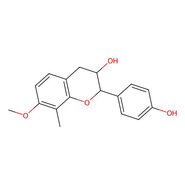 2D Structure of (2R,3S)-2-(4-hydroxyphenyl)-7-methoxy-8-methyl-3,4-dihydro-2H-chromen-3-ol