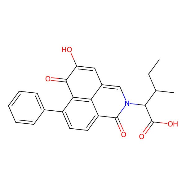2D Structure of (2R,3S)-2-(5-hydroxy-1,6-dioxo-7-phenylbenzo[de]isoquinolin-2-yl)-3-methylpentanoic acid