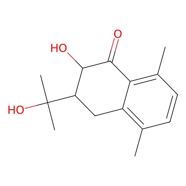2D Structure of (2R,3S)-2-hydroxy-3-(2-hydroxypropan-2-yl)-5,8-dimethyl-3,4-dihydro-2H-naphthalen-1-one 2D Structure of (2R,3S)-2-hydroxy-3-(2-hydroxypropan-2-yl)-5,8-dimethyl-3,4-dihydro-2H-naphthalen-1-one