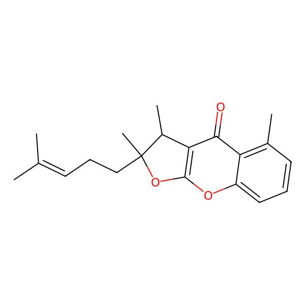 2D Structure of (2R,3S)-2,3,5-trimethyl-2-(4-methylpent-3-enyl)-3H-furo[2,3-b]chromen-4-one
