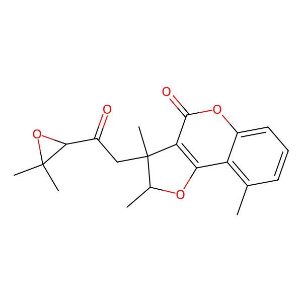 2D Structure of (2R,3S)-3-[2-[(2S)-3,3-dimethyloxiran-2-yl]-2-oxoethyl]-2,3,9-trimethyl-2H-furo[3,2-c]chromen-4-one
