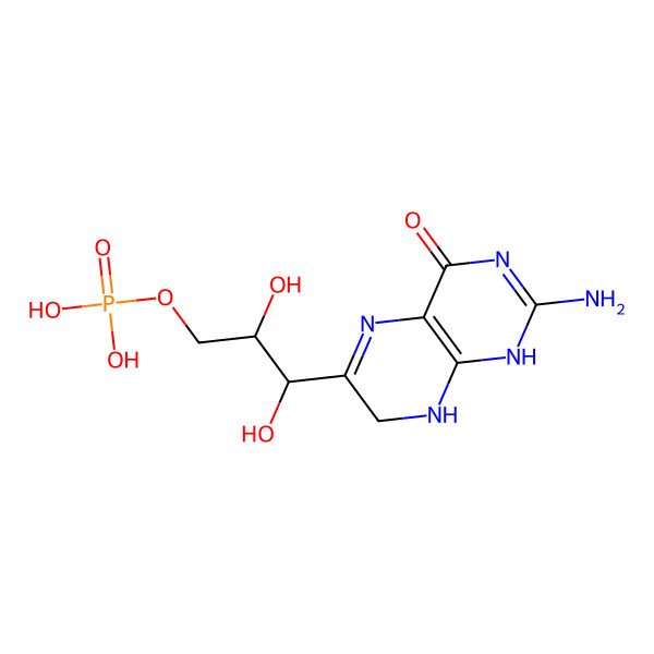 2D Structure of [(2R,3S)-3-(2-amino-4-oxo-7,8-dihydro-1H-pteridin-6-yl)-2,3-dihydroxypropyl] dihydrogen phosphate