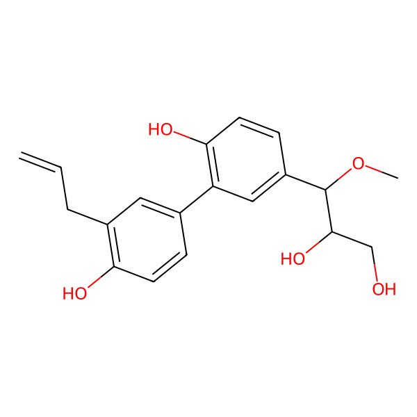 2D Structure of (2R,3S)-3-[4-hydroxy-3-(4-hydroxy-3-prop-2-enylphenyl)phenyl]-3-methoxypropane-1,2-diol