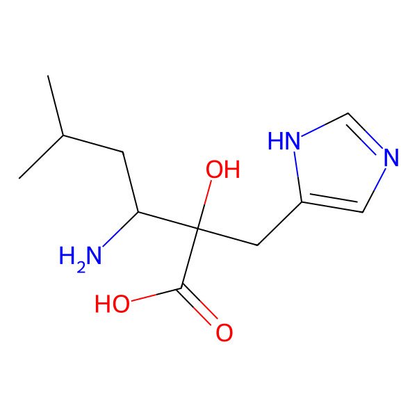 2D Structure of ((2R,3S)-3-Amino-2-hydroxy-2-(1H-imidazol-4-ylmethyl)-5-methyl)-5-methylhexanoic Acid