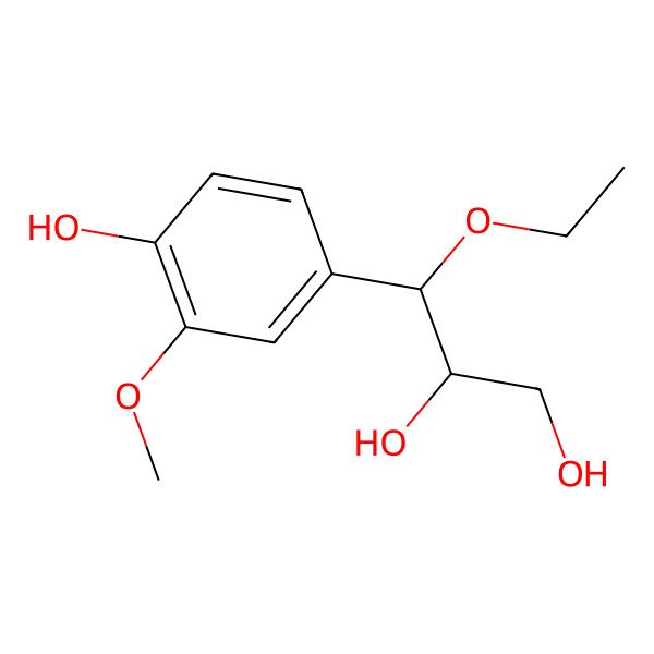 2D Structure of (2R,3S)-3-ethoxy-3-(4-hydroxy-3-methoxyphenyl)propane-1,2-diol