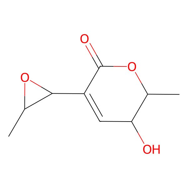 2D Structure of (2R,3S)-3-hydroxy-2-methyl-5-[(2S,3R)-3-methyloxiran-2-yl]-2,3-dihydropyran-6-one