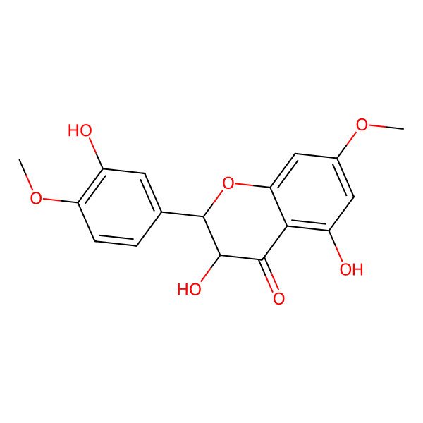 2D Structure of (2R,3S)-3,5-dihydroxy-2-(3-hydroxy-4-methoxyphenyl)-7-methoxy-2,3-dihydrochromen-4-one
