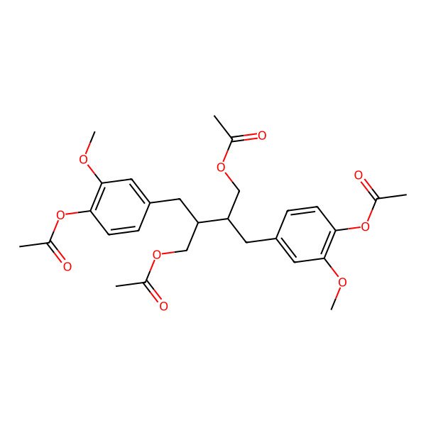 2D Structure of [(2R,3S)-4-acetyloxy-2,3-bis[(4-acetyloxy-3-methoxyphenyl)methyl]butyl] acetate
