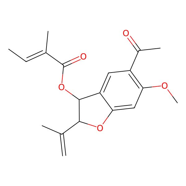 2D Structure of [(2R,3S)-5-acetyl-6-methoxy-2-prop-1-en-2-yl-2,3-dihydro-1-benzofuran-3-yl] (Z)-2-methylbut-2-enoate