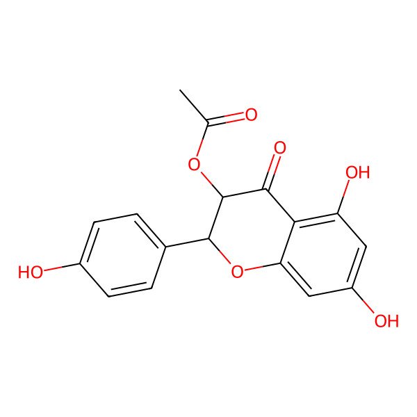2D Structure of [(2R,3S)-5,7-dihydroxy-2-(4-hydroxyphenyl)-4-oxo-2,3-dihydrochromen-3-yl] acetate