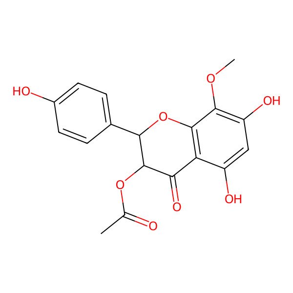 2D Structure of [(2R,3S)-5,7-dihydroxy-2-(4-hydroxyphenyl)-8-methoxy-4-oxo-2,3-dihydrochromen-3-yl] acetate