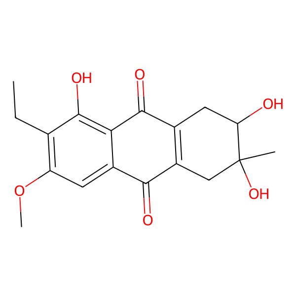 2D Structure of (2r,3s)-7-Ethyl-1,2,3,4-tetrahydro-2,3,8-trihydroxy-6-methoxy-3-methyl-9,10-anthracenedione