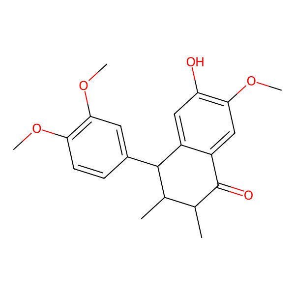 2D Structure of (2R,3S,4R)-4-(3,4-dimethoxyphenyl)-6-hydroxy-7-methoxy-2,3-dimethyl-3,4-dihydro-2H-naphthalen-1-one
