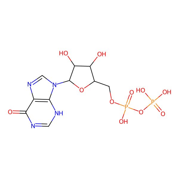 2D Structure of [(2R,3S,4R,5R)-3,4-dihydroxy-5-(6-oxo-3H-purin-9-yl)oxolan-2-yl]methyl phosphono hydrogen phosphate