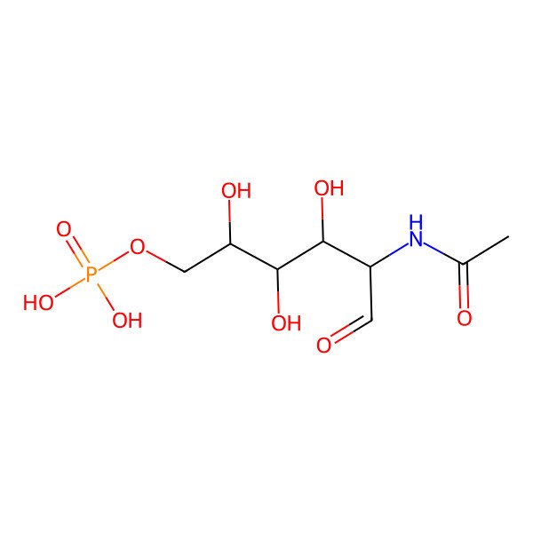 2D Structure of [(2R,3S,4R,5R)-5-acetamido-2,3,4-trihydroxy-6-oxo-hexoxy]phosphonic acid