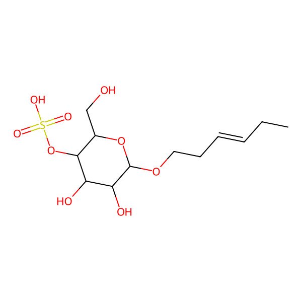 2D Structure of [(2R,3S,4R,5R,6R)-6-[(Z)-hex-3-enoxy]-4,5-dihydroxy-2-(hydroxymethyl)oxan-3-yl] hydrogen sulfate