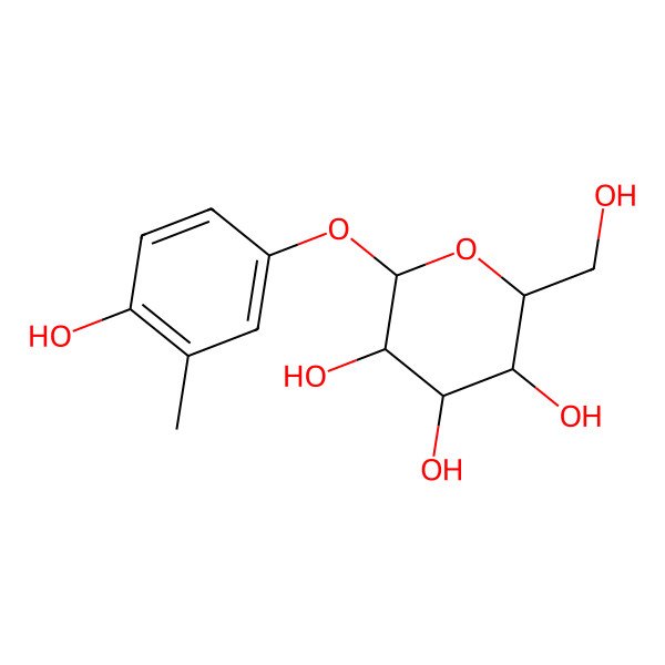 2D Structure of (2R,3S,4R,5R,6S)-2-(hydroxymethyl)-6-(4-hydroxy-3-methylphenoxy)oxane-3,4,5-triol