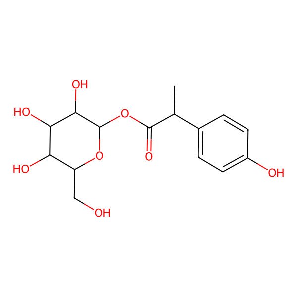 2D Structure of [(2R,3S,4R,5R,6S)-3,4,5-trihydroxy-6-(hydroxymethyl)oxan-2-yl] (2R)-2-(4-hydroxyphenyl)propanoate