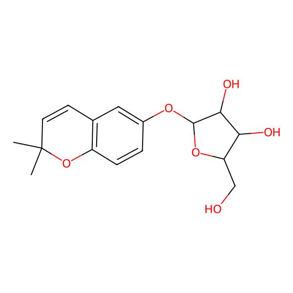 2D Structure of (2R,3S,4R,5S)-2-(2,2-dimethylchromen-6-yl)oxy-5-(hydroxymethyl)oxolane-3,4-diol