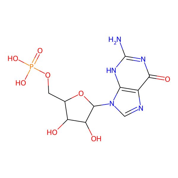 2D Structure of [(2R,3S,4R,5S)-5-(2-amino-6-oxo-3H-purin-9-yl)-3,4-dihydroxyoxolan-2-yl]methyl dihydrogen phosphate