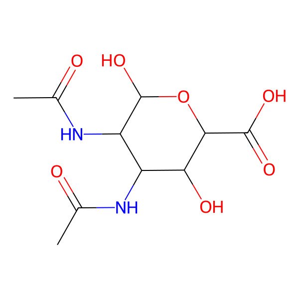 2D Structure of (2R,3S,4R,5S,6R)-4,5-diacetamido-3,6-dihydroxyoxane-2-carboxylic acid
