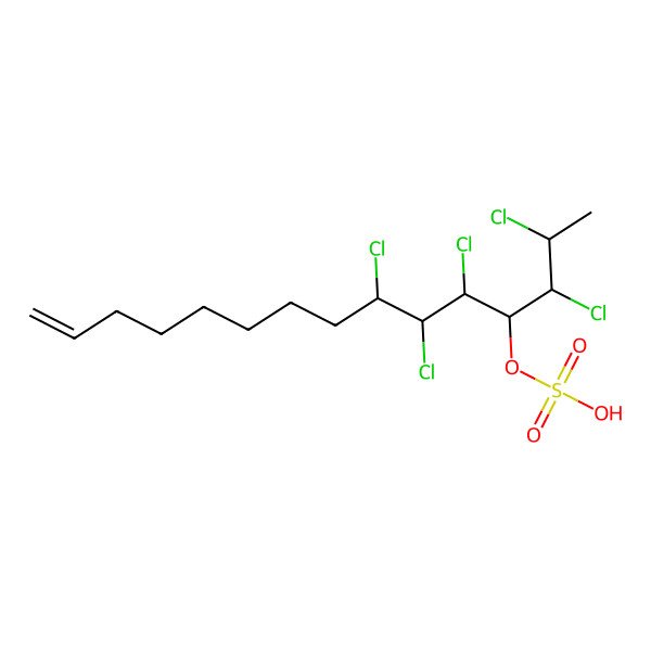 2D Structure of [(2R,3S,4R,5S,6S,7R)-2,3,5,6,7-pentachloropentadec-14-en-4-yl] hydrogen sulfate