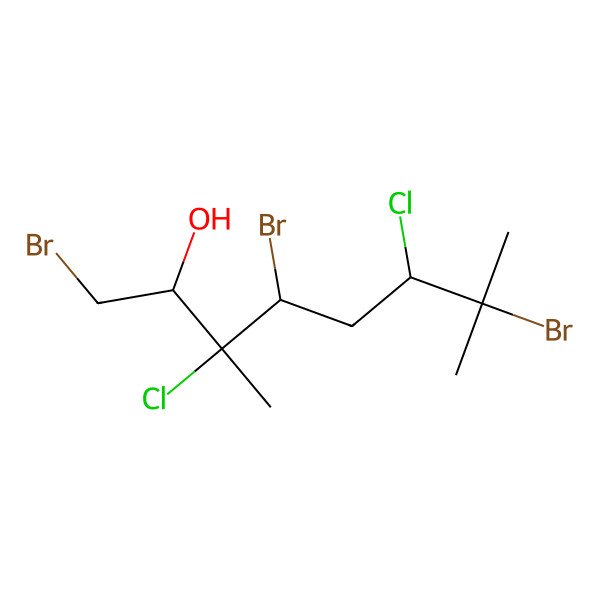 2D Structure of (2R,3S,4R,6R)-1,4,7-tribromo-3,6-dichloro-3,7-dimethyloctan-2-ol