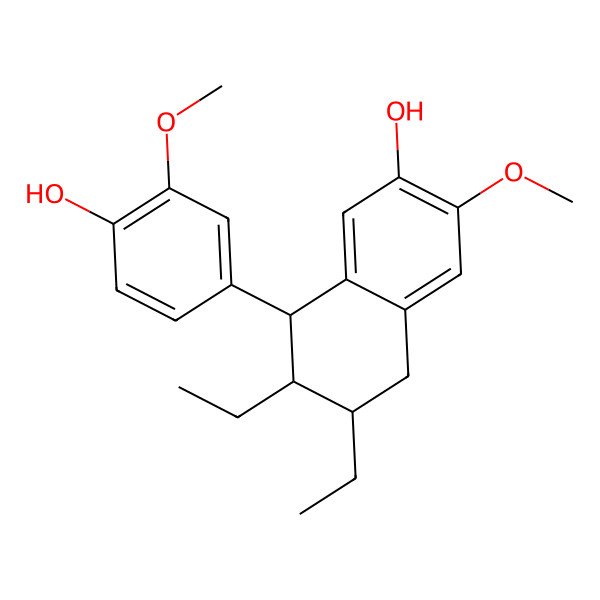 2D Structure of (2R,3S,4S)-2,3-diethyl-4-(4-hydroxy-3-methoxy-phenyl)-7-methoxy-tetralin-6-ol