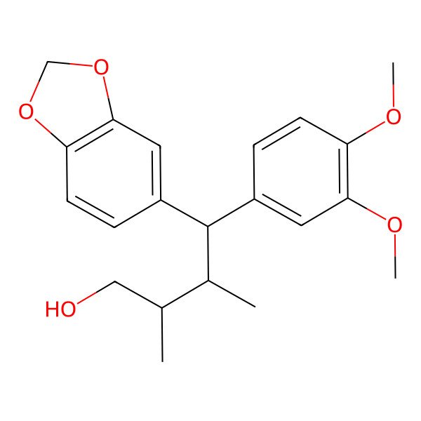 2D Structure of (2R,3S,4S)-4-(1,3-benzodioxol-5-yl)-4-(3,4-dimethoxyphenyl)-2,3-dimethylbutan-1-ol 2D Structure of (2R,3S,4S)-4-(1,3-benzodioxol-5-yl)-4-(3,4-dimethoxyphenyl)-2,3-dimethylbutan-1-ol