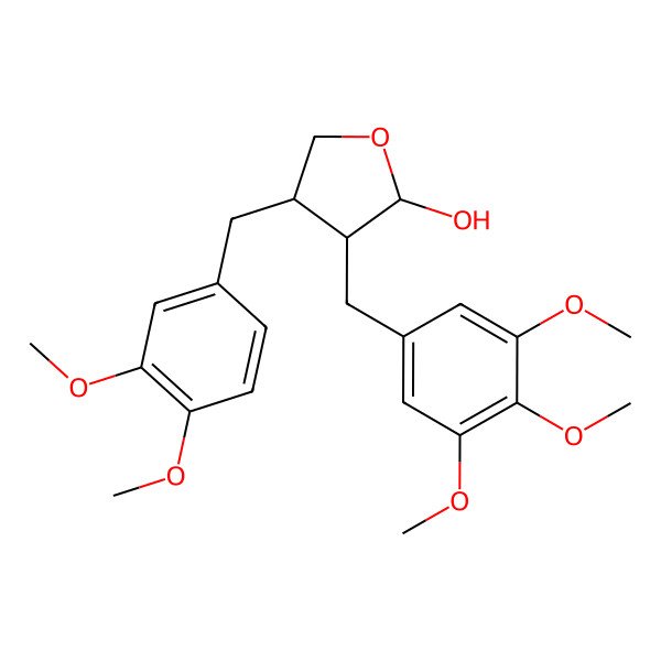 2D Structure of (2R,3S,4S)-4-[(3,4-dimethoxyphenyl)methyl]-3-[(3,4,5-trimethoxyphenyl)methyl]oxolan-2-ol