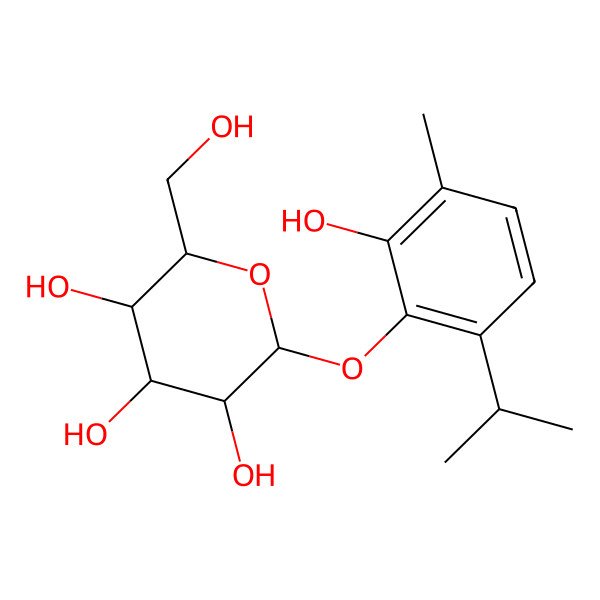 2D Structure of (2R,3S,4S,5R)-2-(hydroxymethyl)-6-(2-hydroxy-3-methyl-6-propan-2-ylphenoxy)oxane-3,4,5-triol