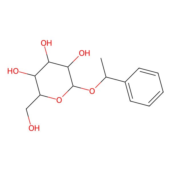 2D Structure of (2R,3S,4S,5R,6R)-2-(hydroxymethyl)-6-[(1S)-1-phenylethoxy]oxane-3,4,5-triol