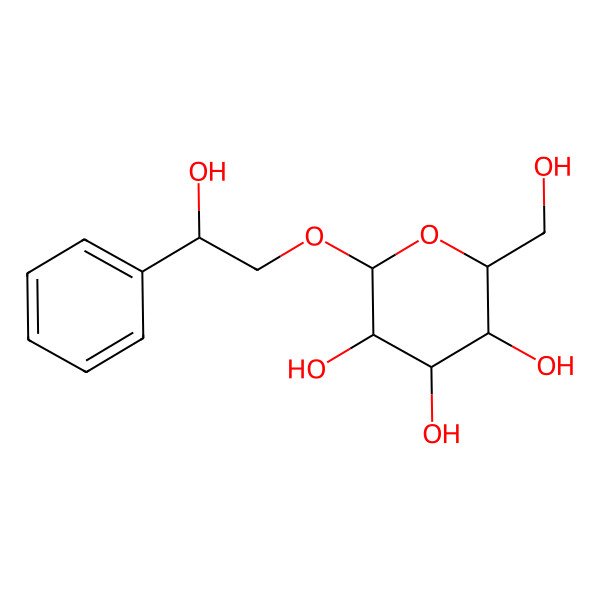 2D Structure of 2-O-beta-D-glucopyranosyl-(1S)-phenylethylene glycol